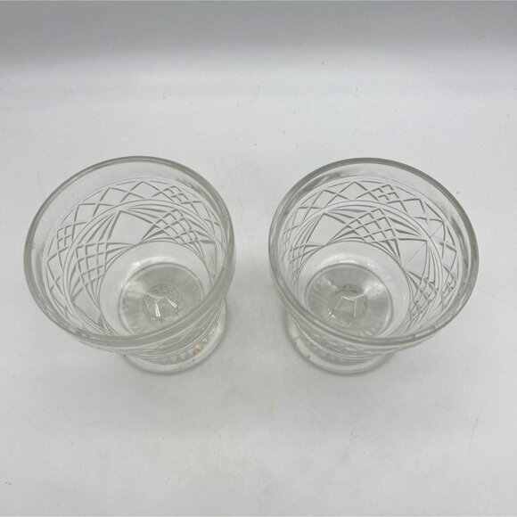 Vintage Hazel Atlas Big Top Peanut Butter Sherbet Glasses Set Of 2 Pressed Glass - Picture 2 of 6